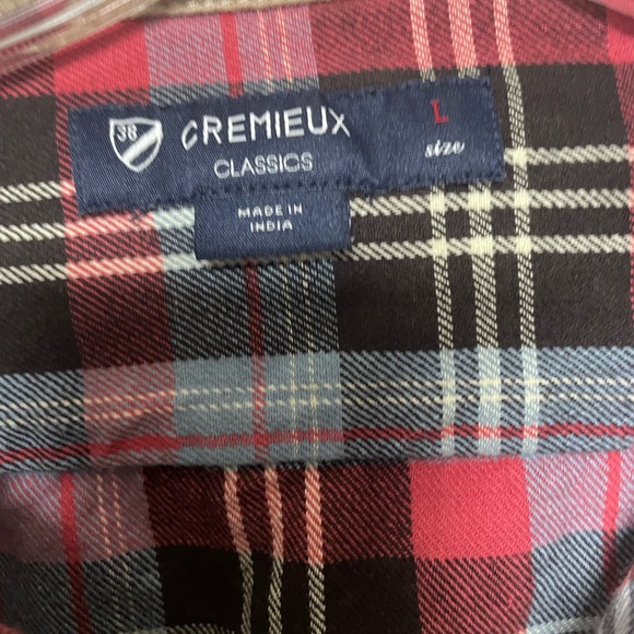 Cremieux Classics Red Blue Black Plaid Elbow Patches Shirt Mens Large - Picture 3 of 9